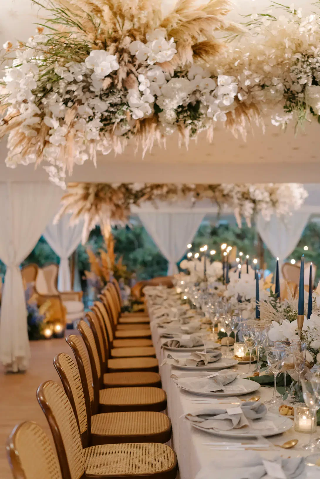 Long table for wedding reception in Puglia