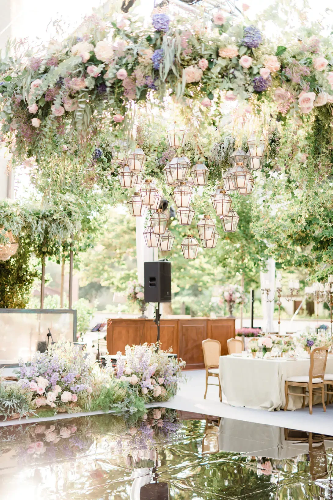 Flower arch with lanterns