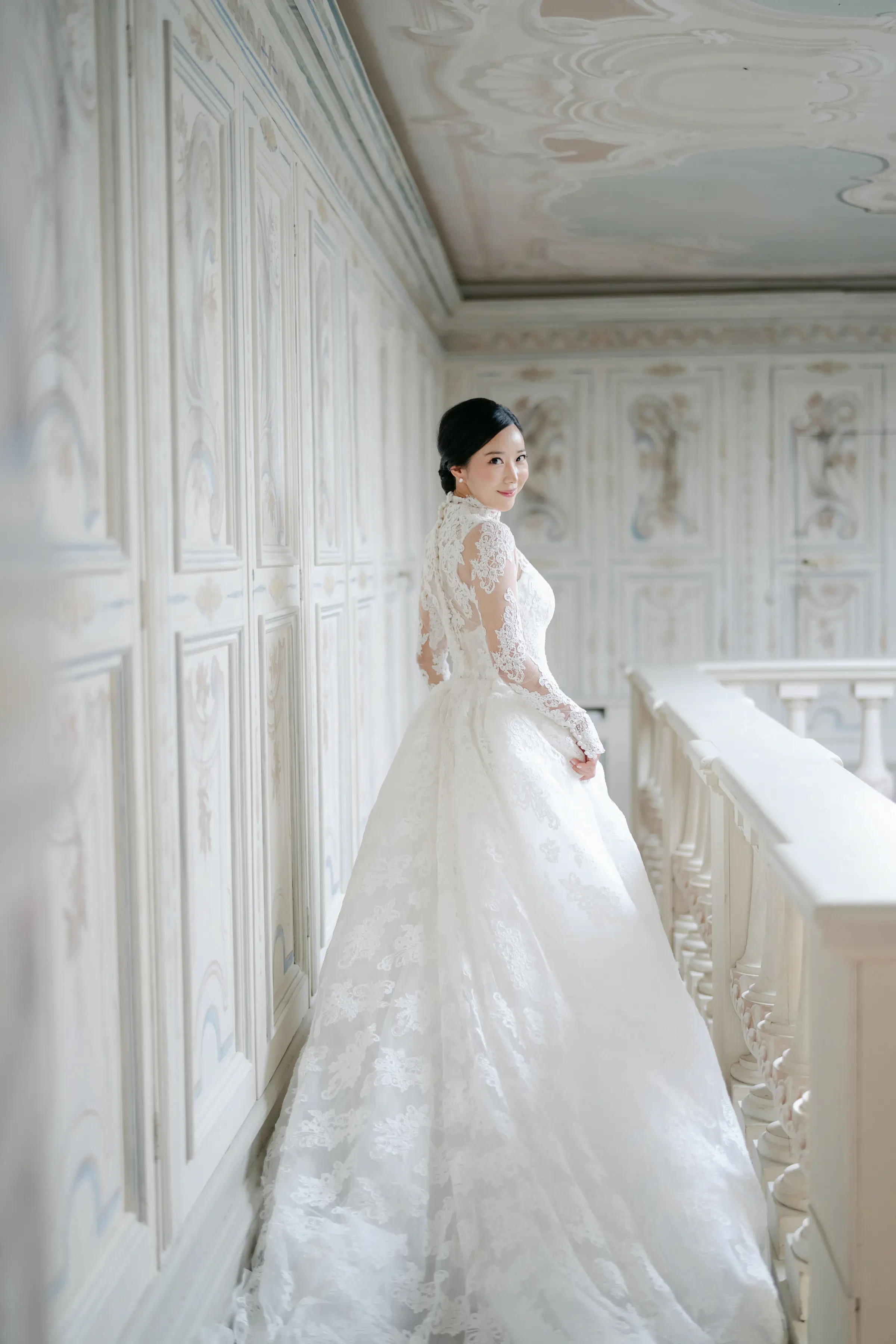 La Foce Tuscany Wedding Bride Indoor Portrait