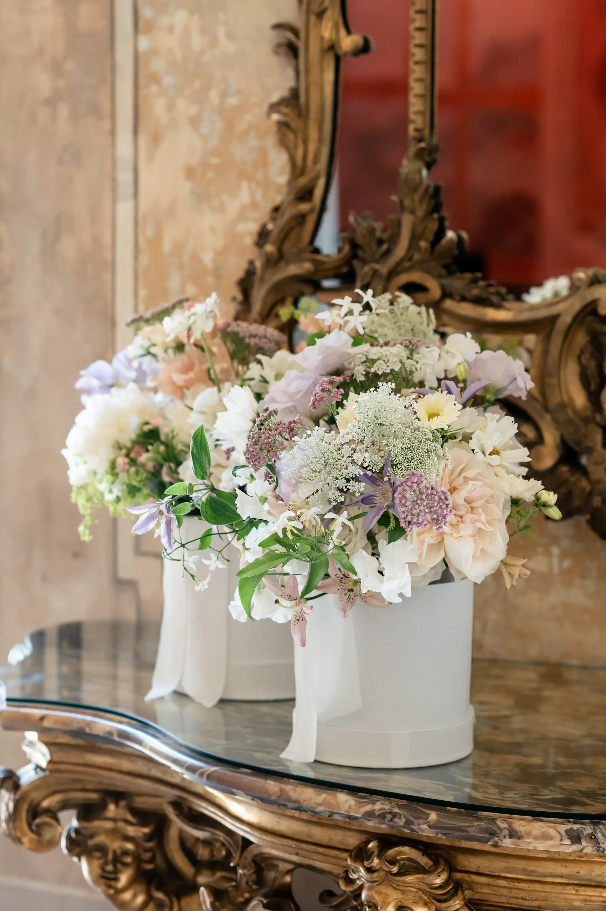 Villa Balbiano Lake Como Wedding Bridal Bouquets Indoor Detail