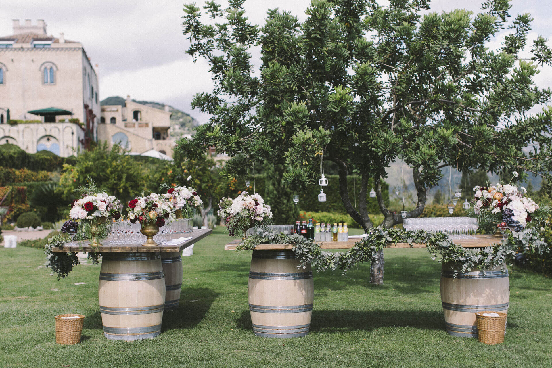 Wedding Decor with Wine Barrels