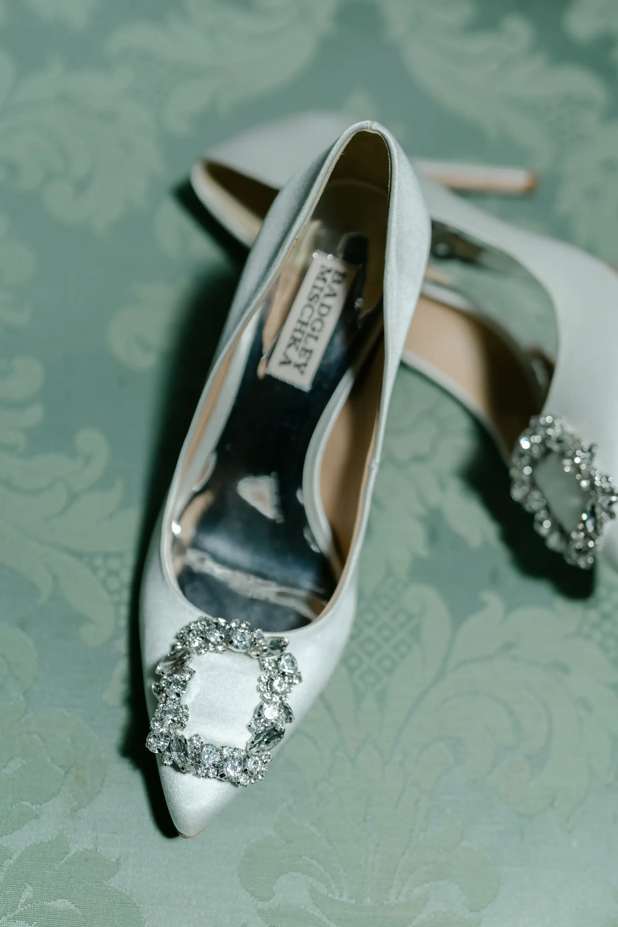 Ivory Satin Bridal Shoes Crystal Buckle