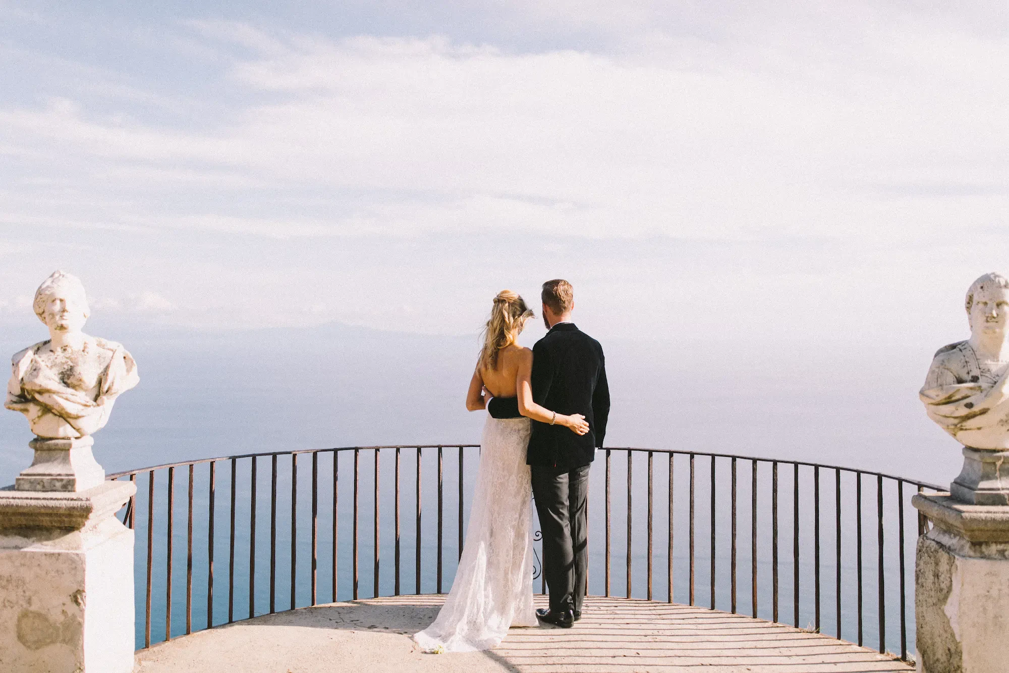 Bride and groom on the Terrace of Infinity