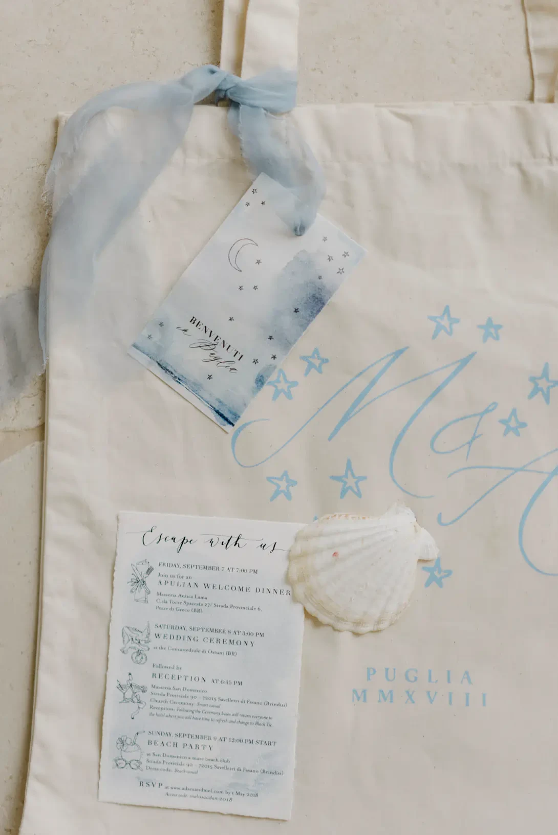 Welcome bags for guests
