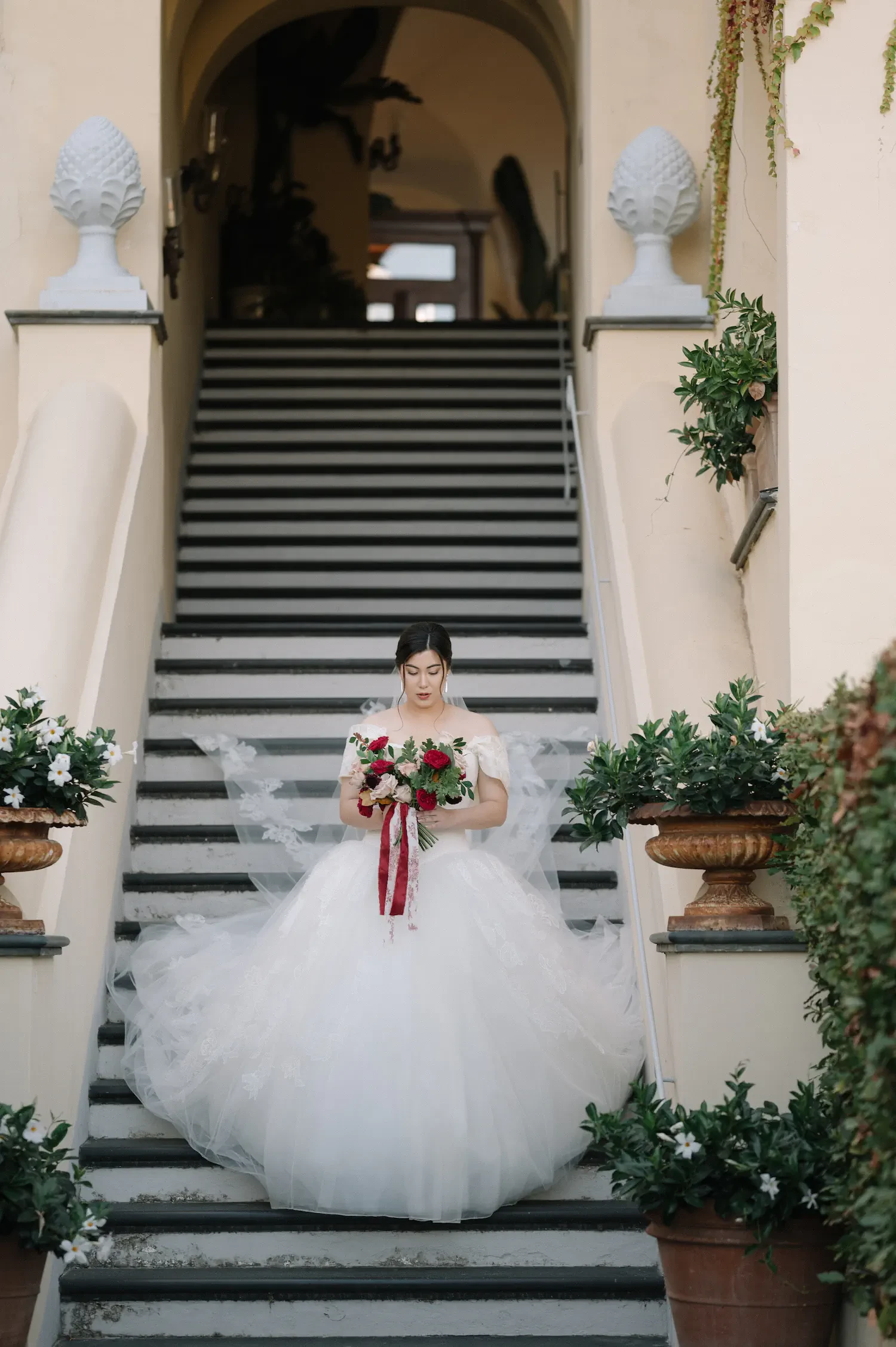 Bride heading to the ceremony in Ravello