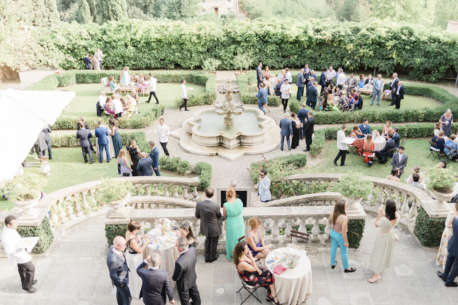 Wedding cocktail in the gardens of Il Borro relais