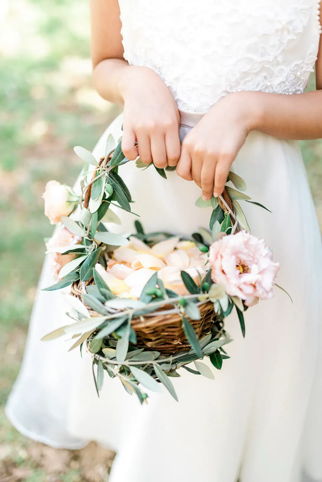 Basket with petals for flower girl