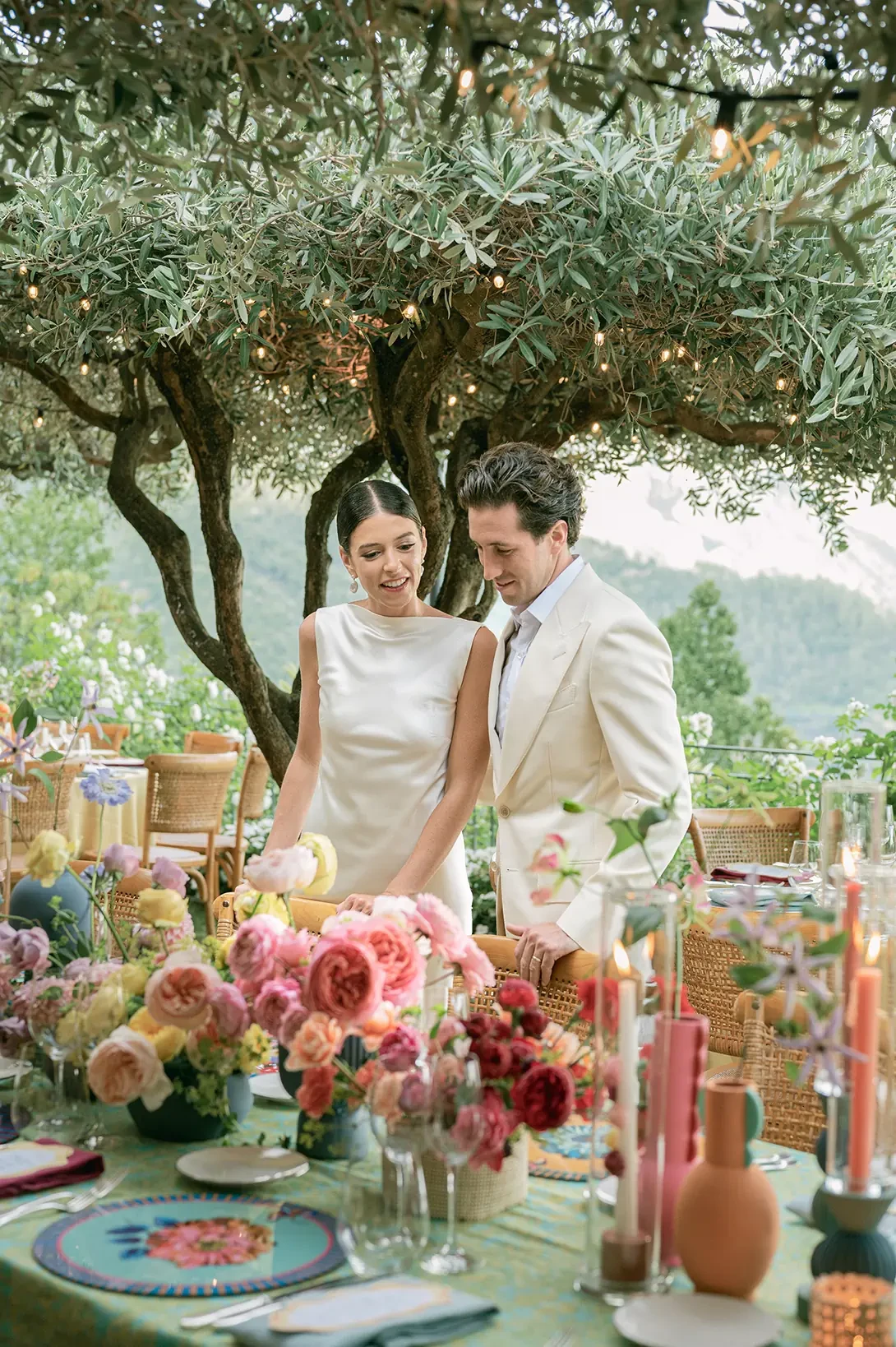 Wedding tablescape in the gardens of Hotel Caruso