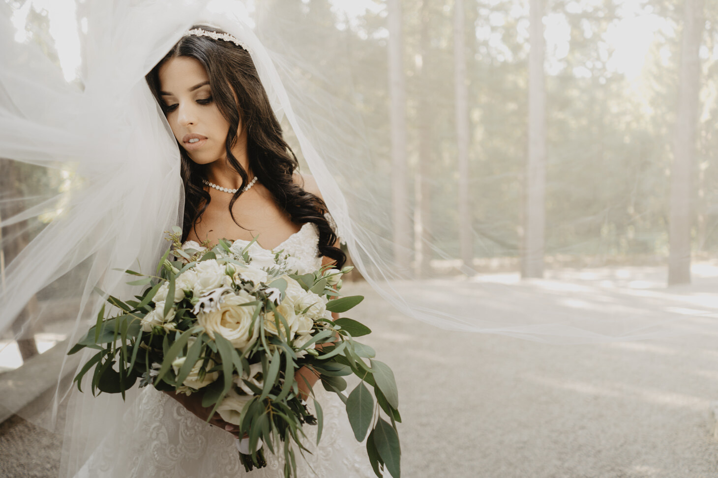 Bridal bouquet in white and green