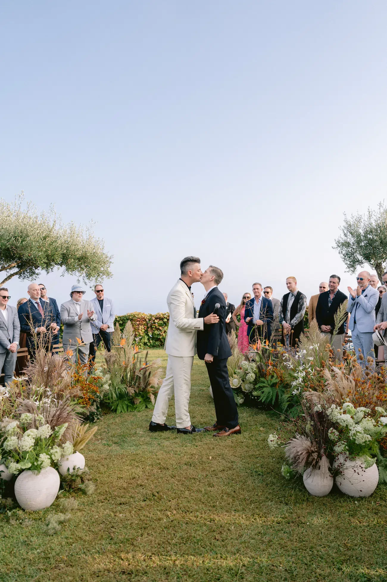 Grooms First Kiss Wedding Ceremony Villa Cimbrone Ravello