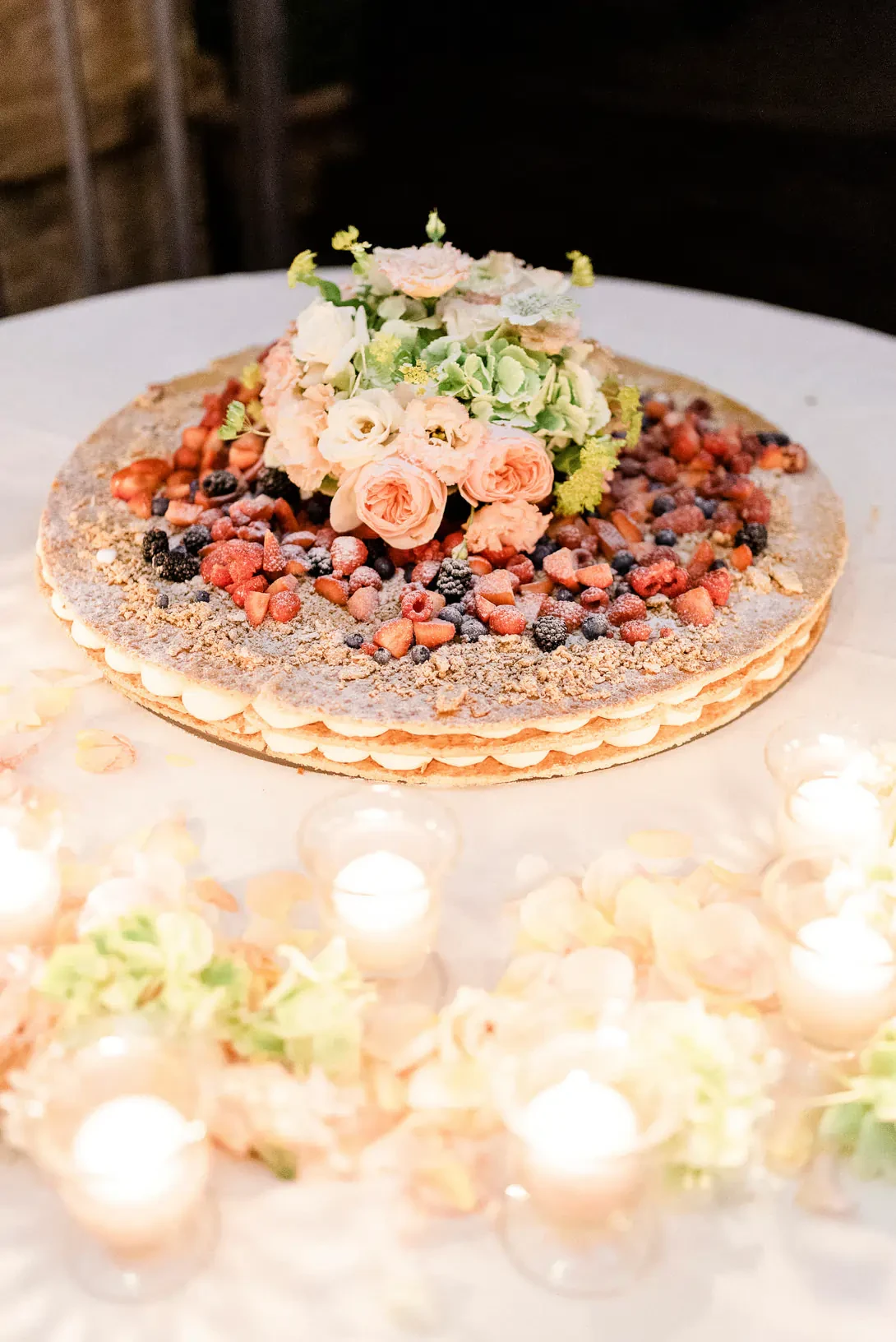 Wedding cake with red berries