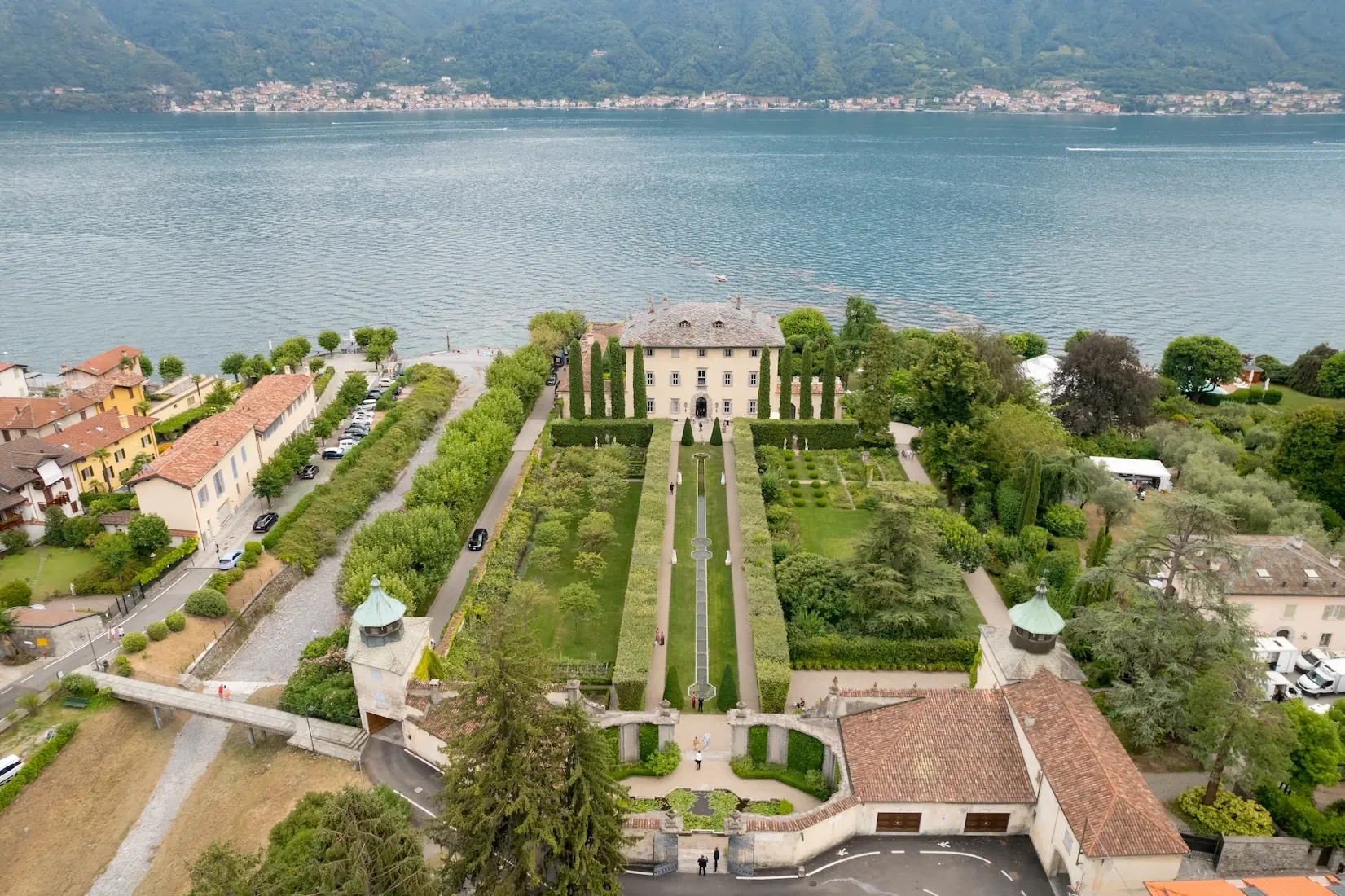 Aerial view of Villa Balbiano on Lake Como