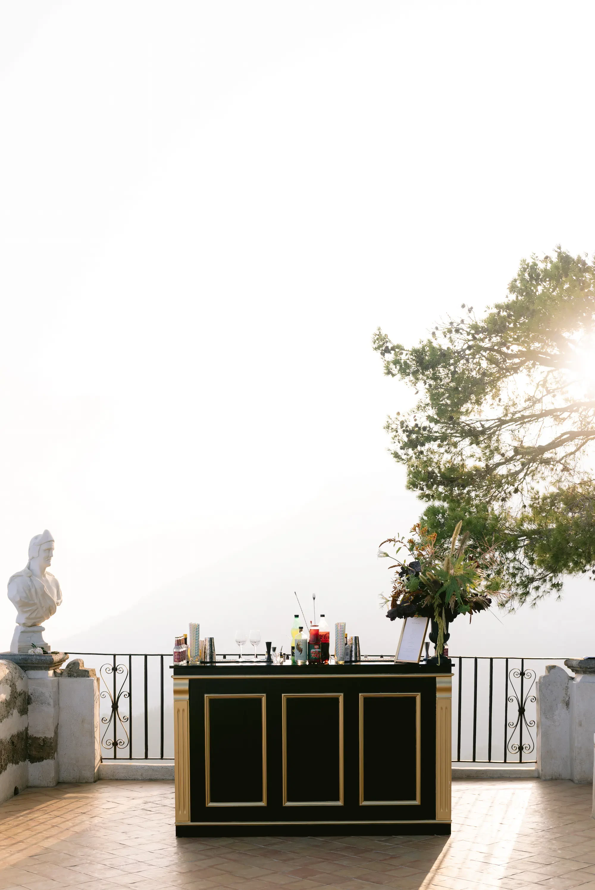 Outdoor Wedding Bar Setup Infinity Terrace Villa Cimbrone