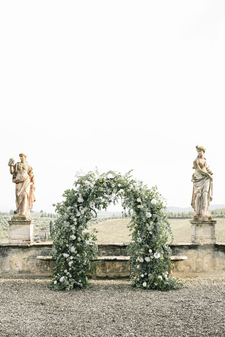 Flower arch for wedding ceremony