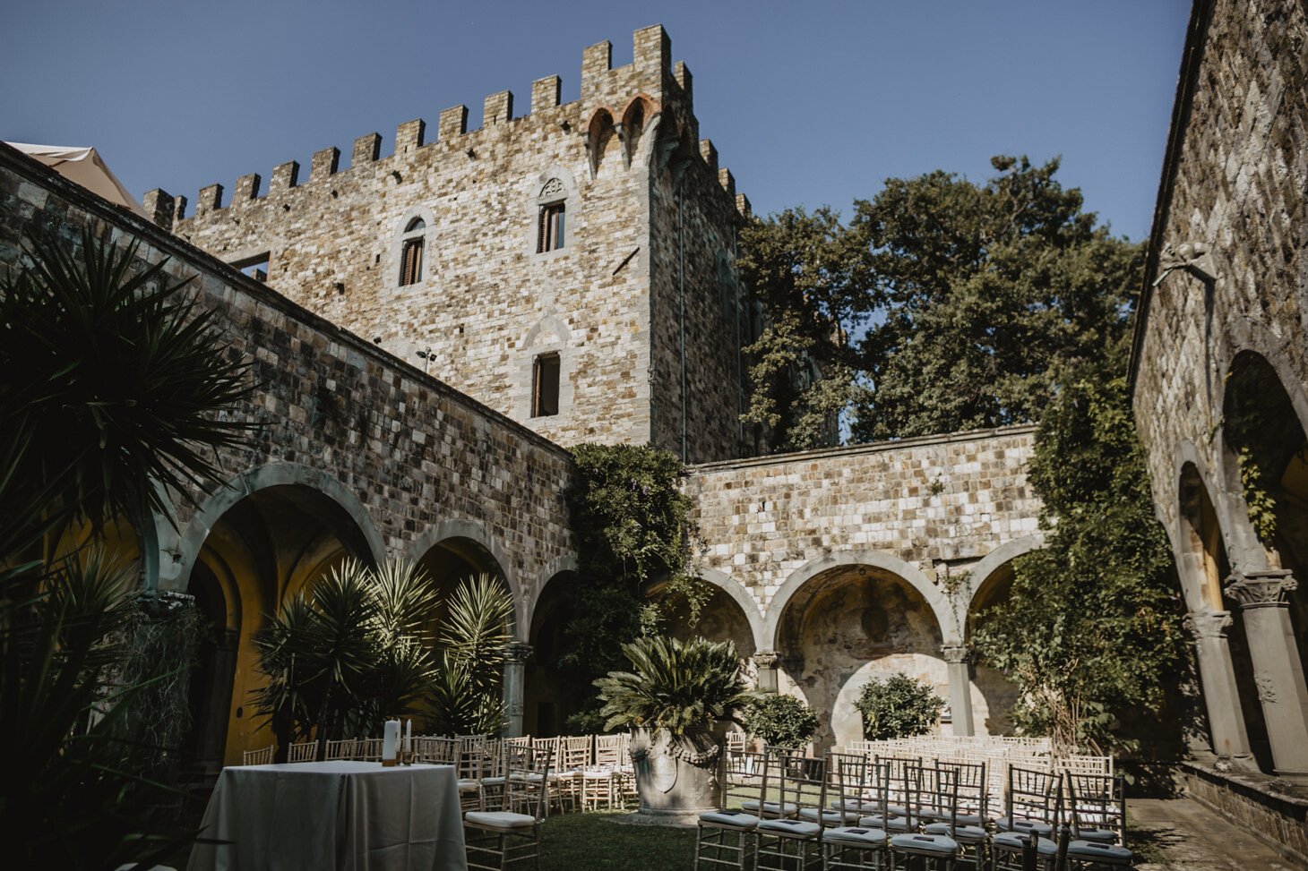 Wedding ceremony in the castle courtyard