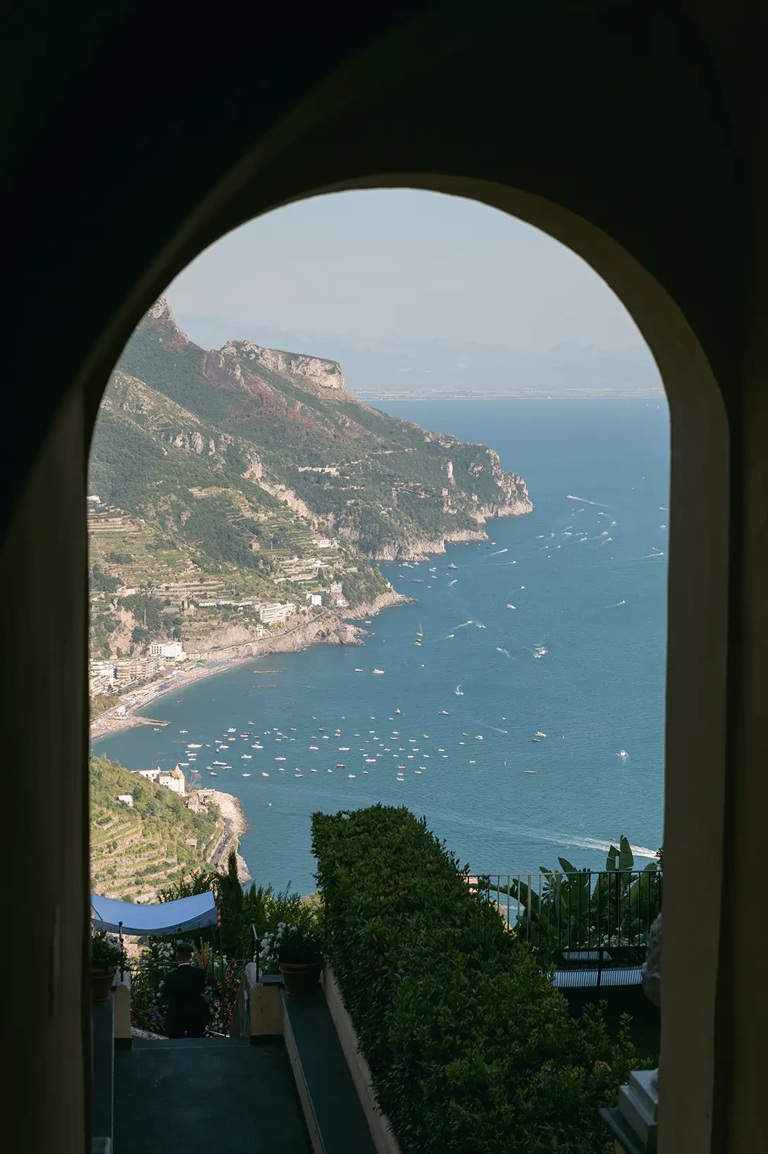 Amalfi coast from the Caimano Staircase at Hotel Caruso in Ravello