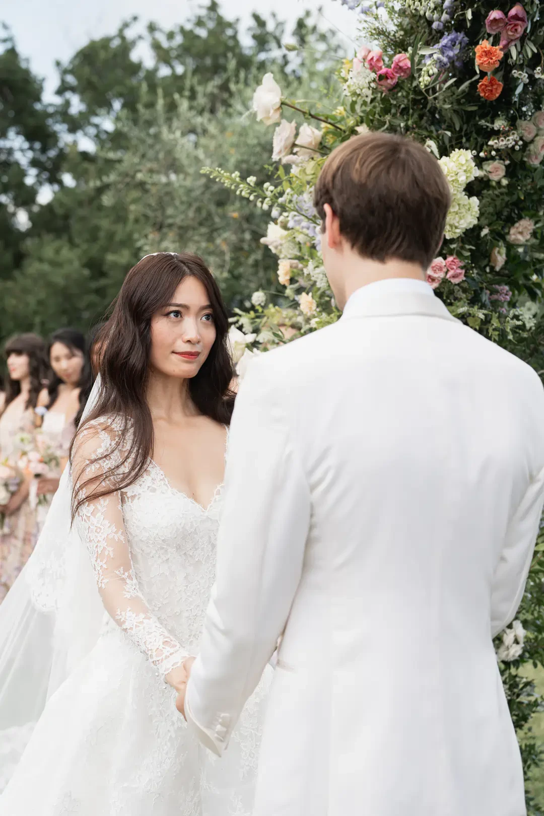 Bride and Groom during the wedding ceremony in villa cimbrone in Ravello