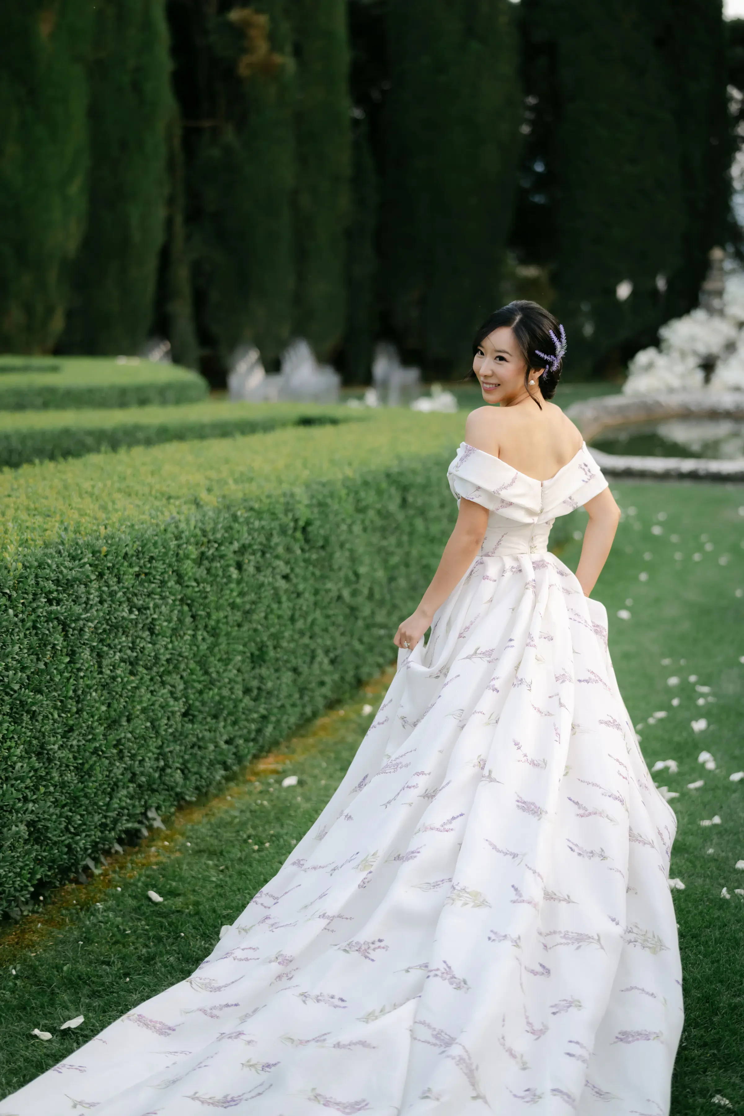 La Foce Tuscany Wedding Bride Garden Portrait