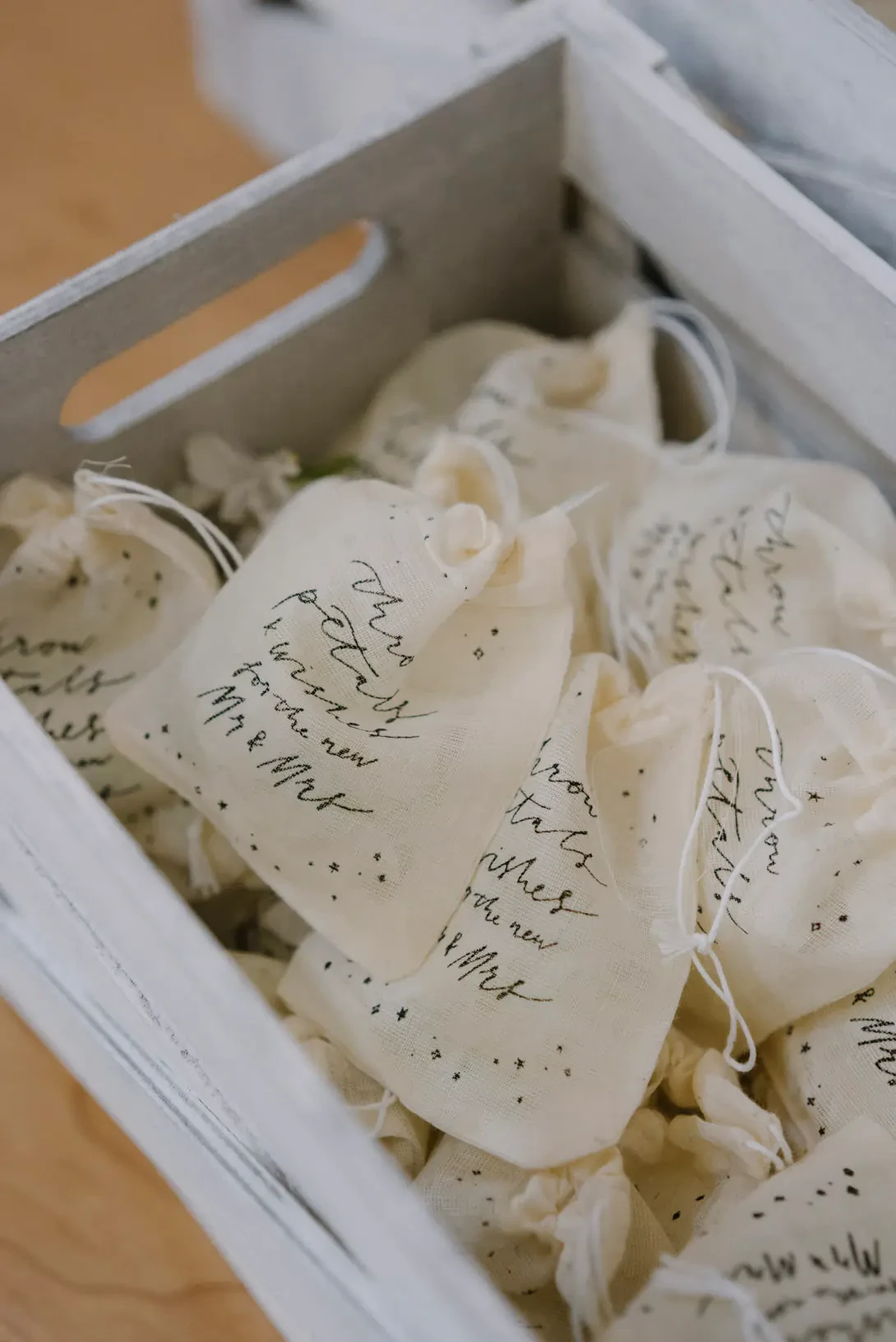 Bags with petals for wedding ceremony