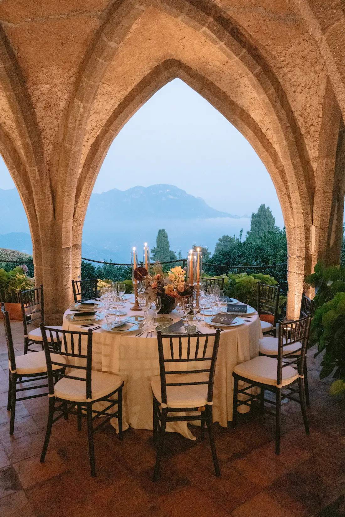 Round Reception Table Arch Mountain View Ravello
