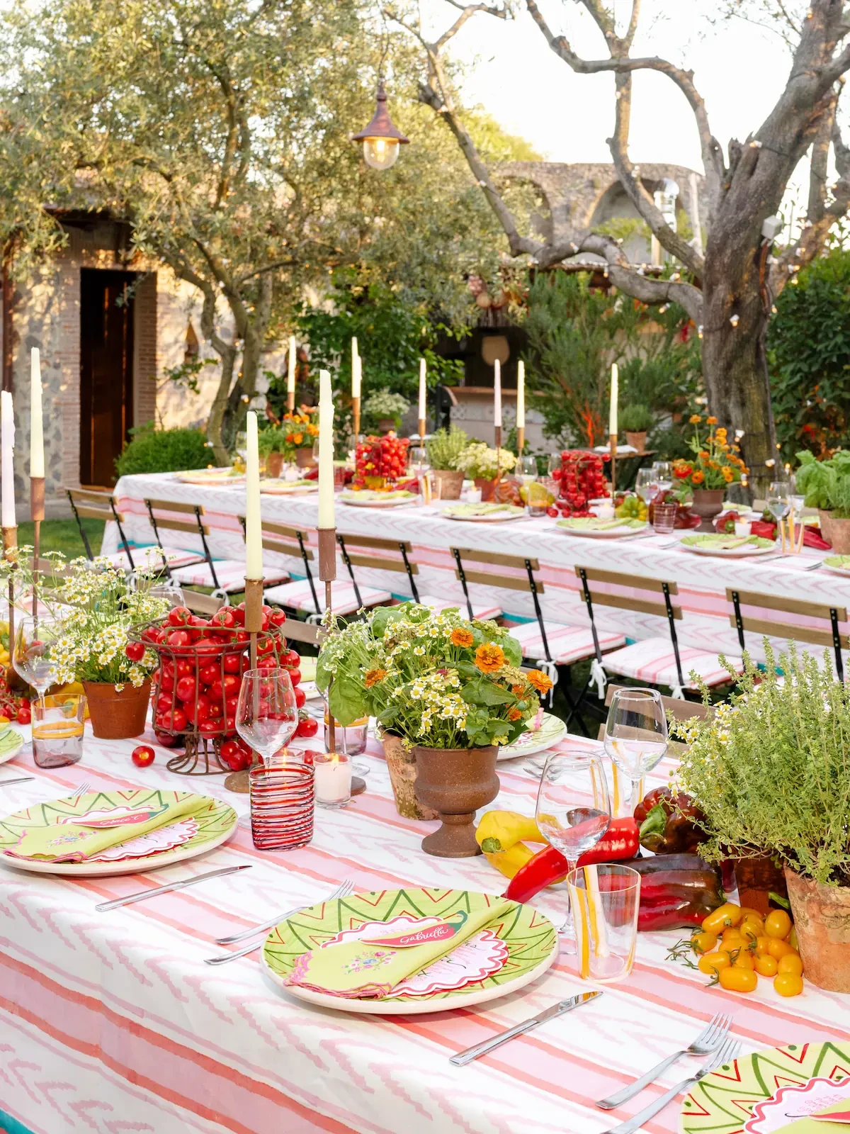 place setting with fresh vegetables decors