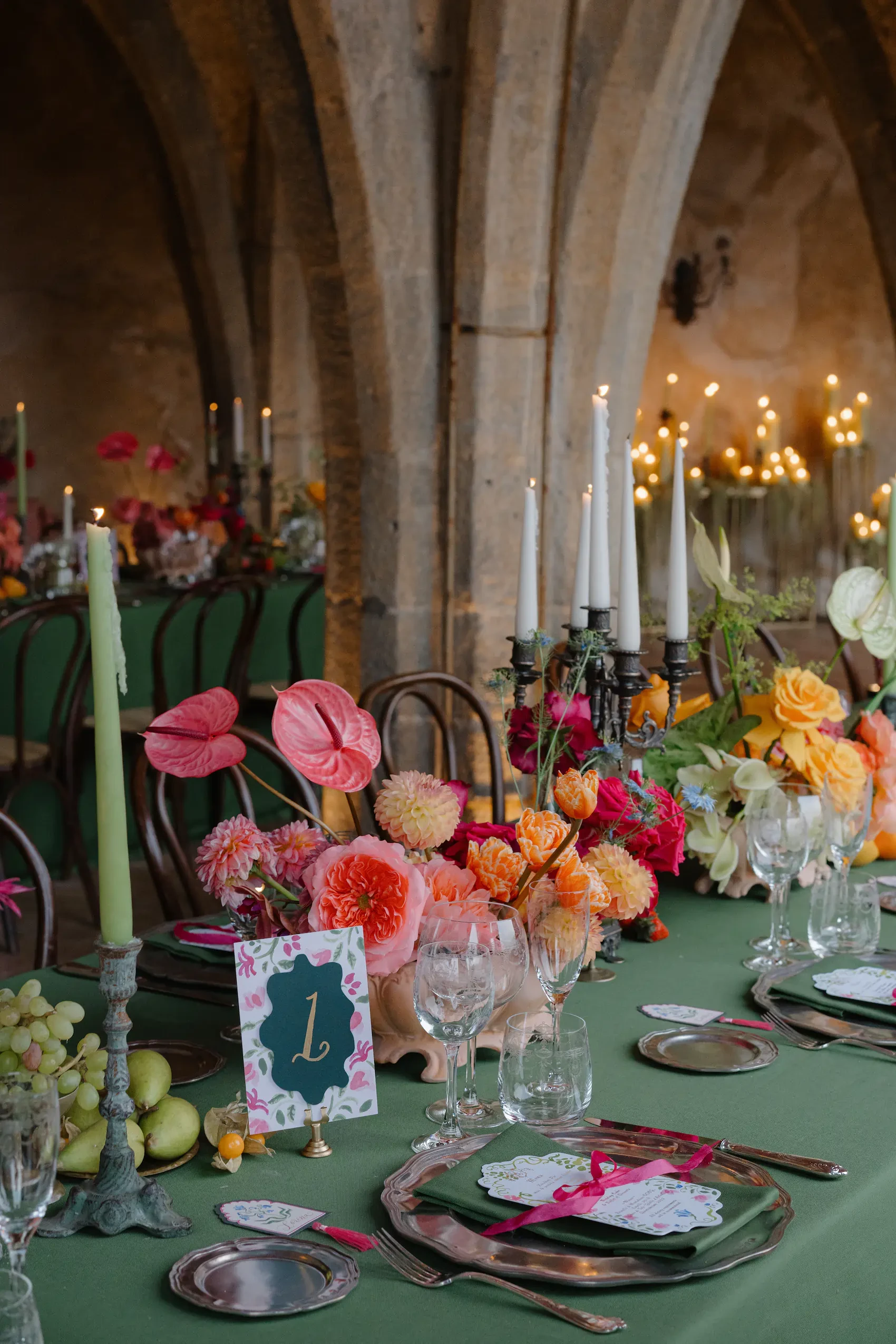 Villa Cimbrone Crypt Wedding Tablescape Detail