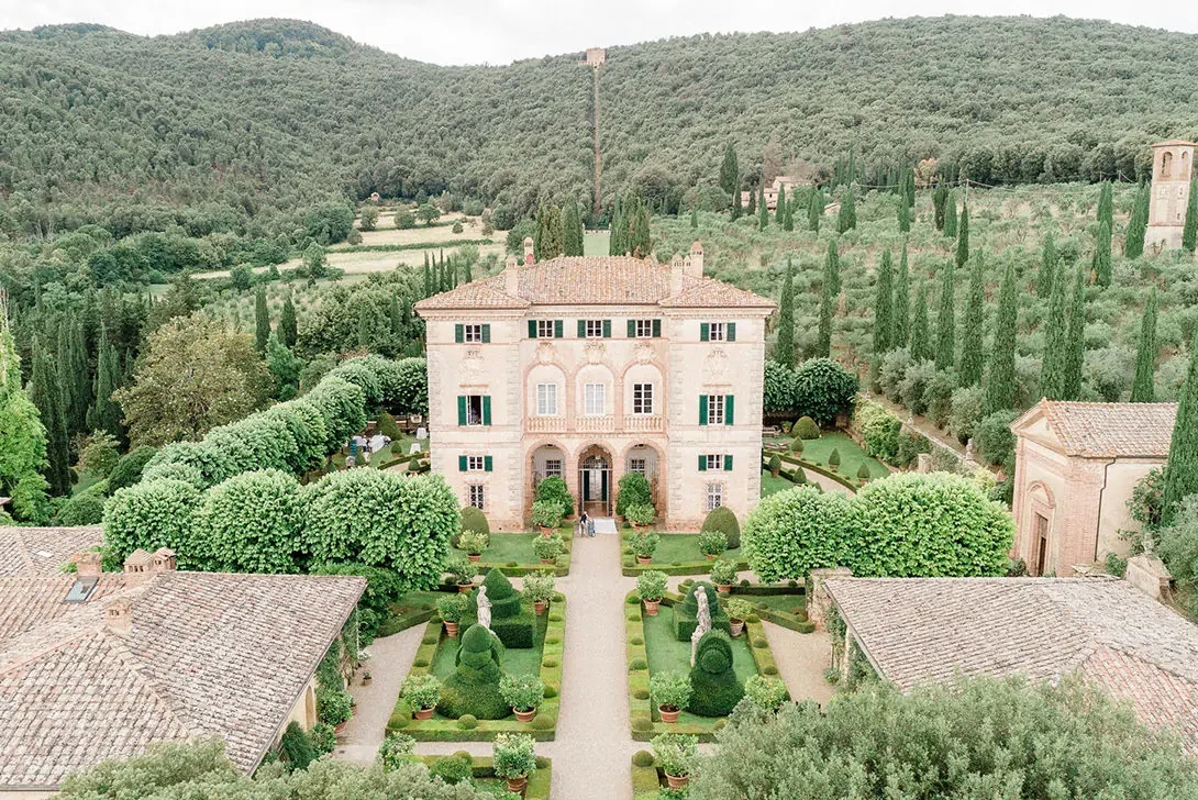 Aerial view of Villa Cetinale