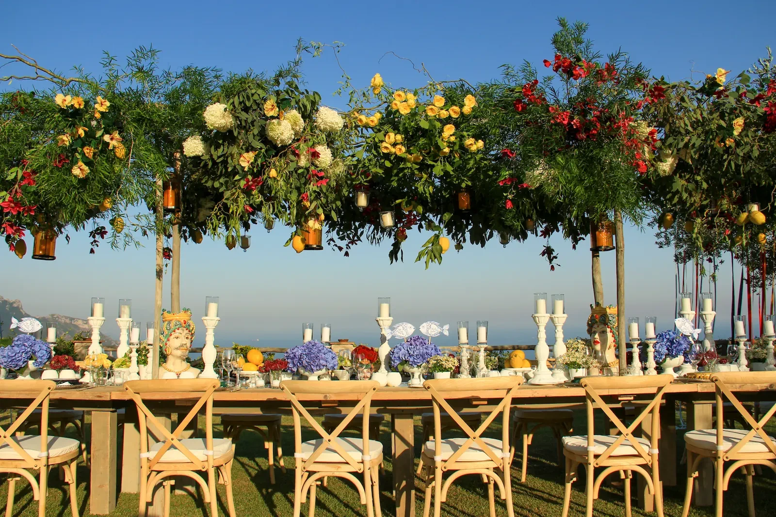Long table for welcome dinner in Ravello