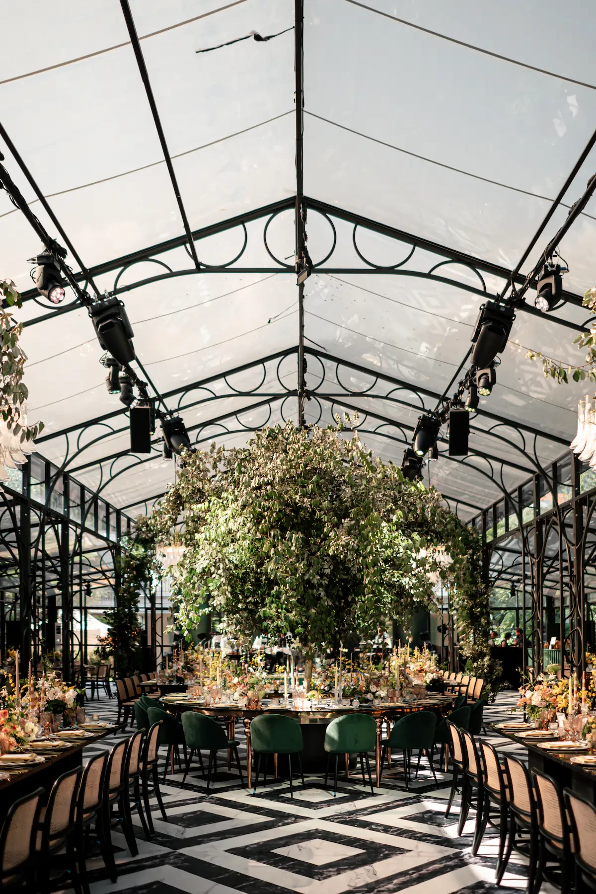 Glasshouse Marquee Wedding Reception Hall Setup