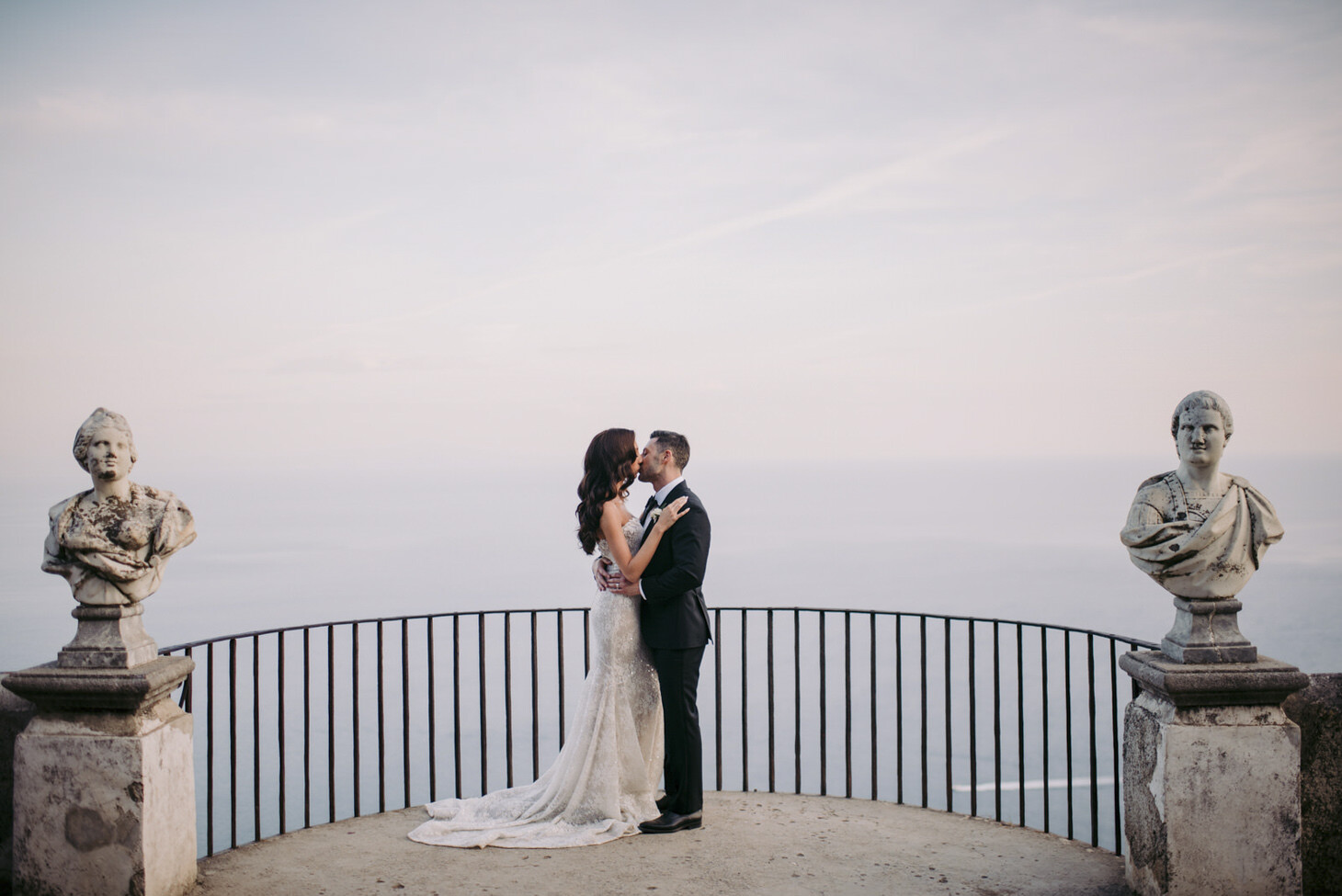 Bride and groom on the Terrace of Infinity