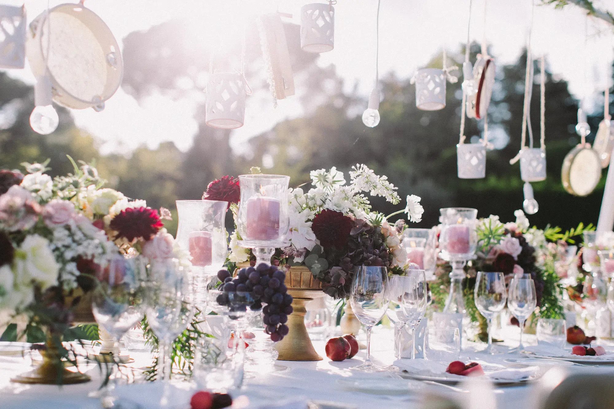 Decoration with fresh fruit and flowers