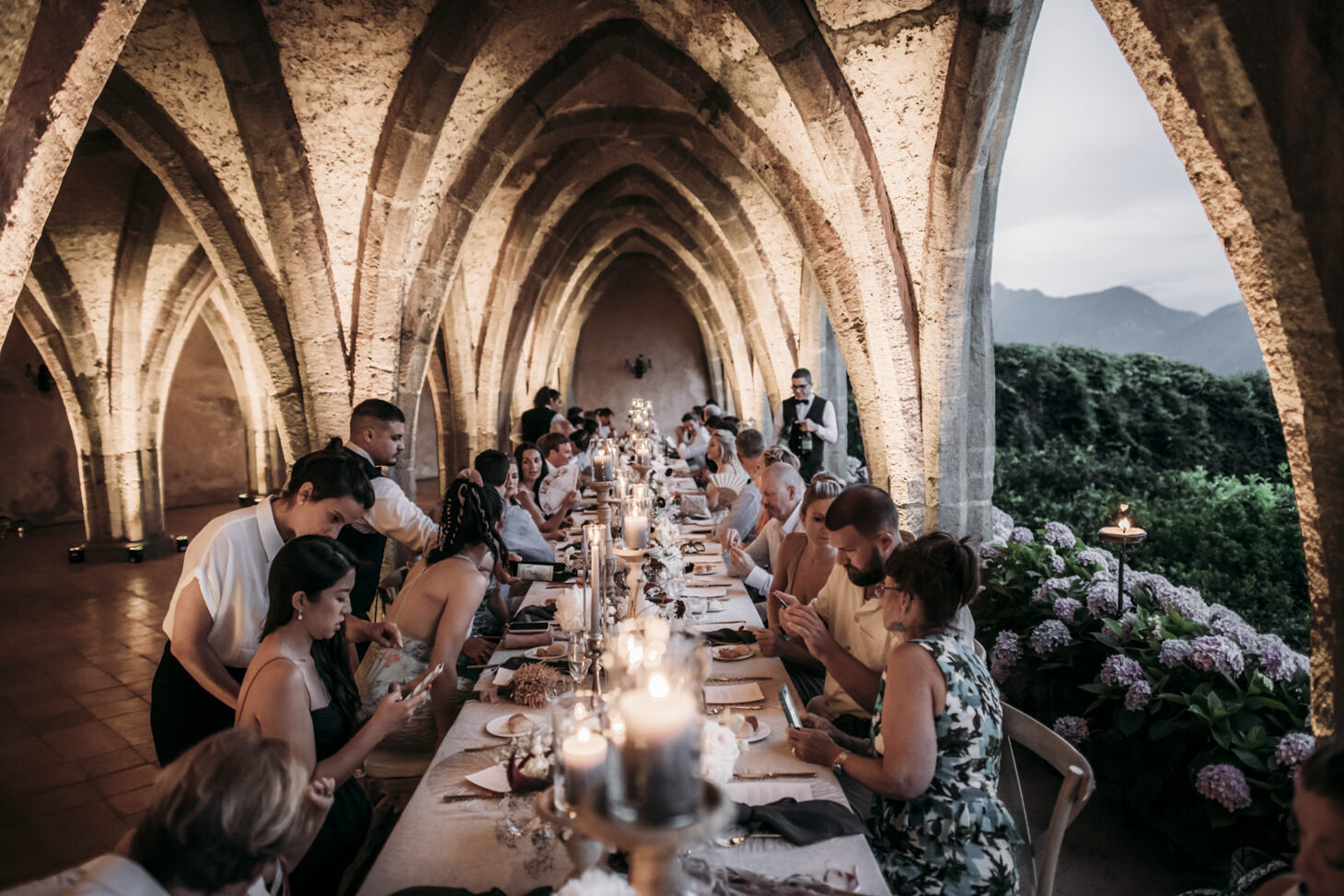 Wedding reception in the crypt of Villa Cimbrone