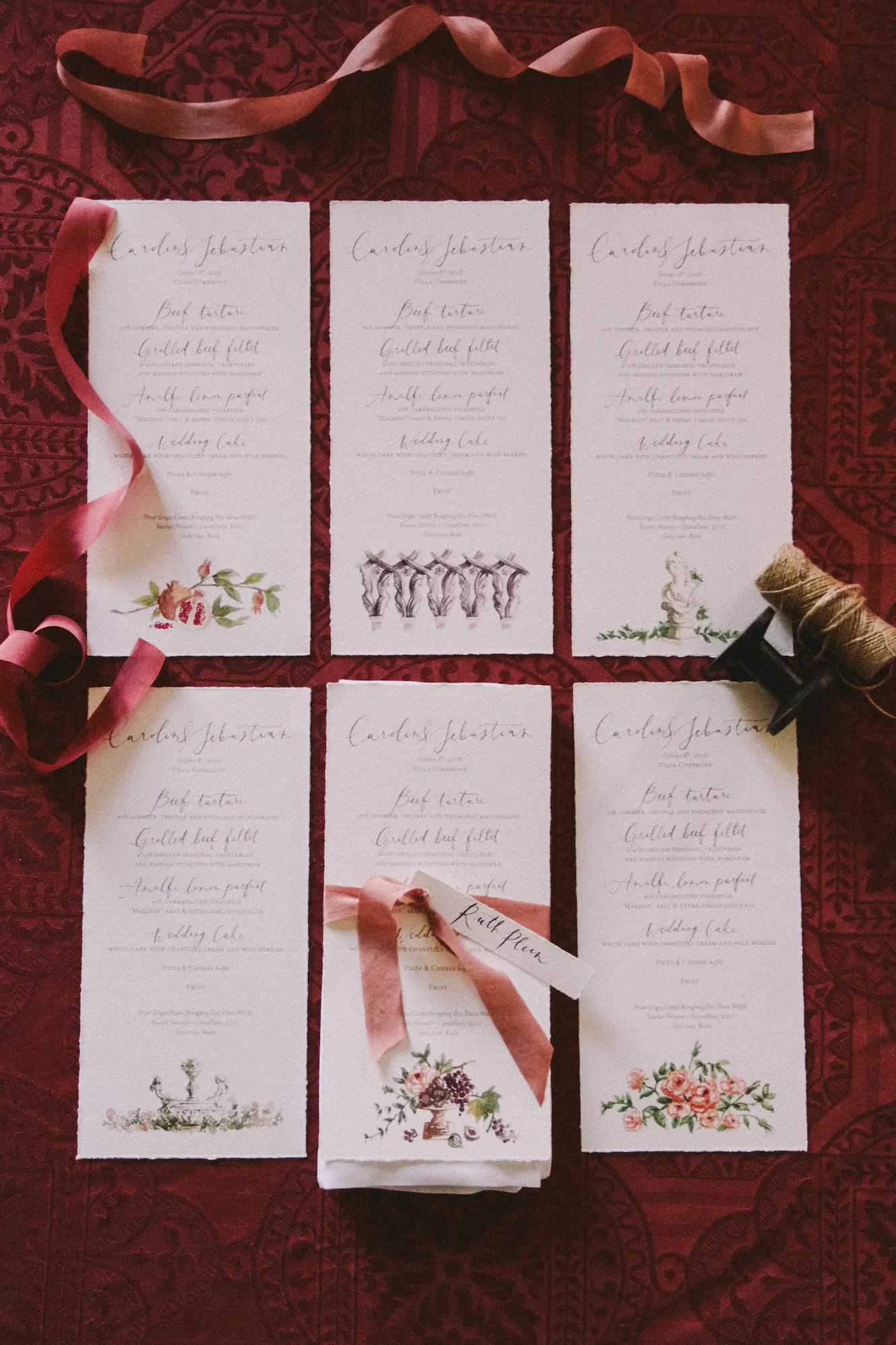 Watercolor wedding menus