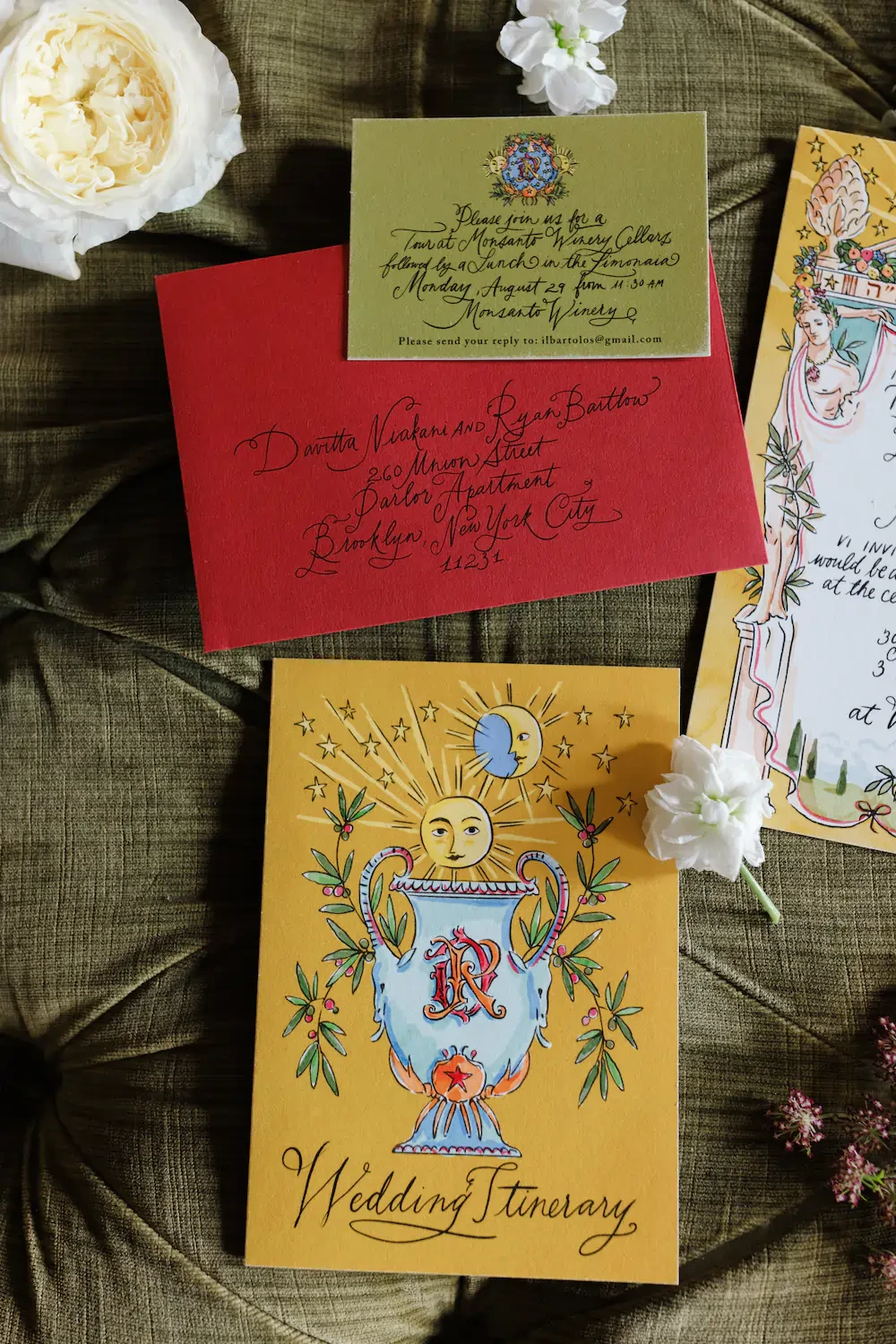 Vivid hand-written wedding stationery