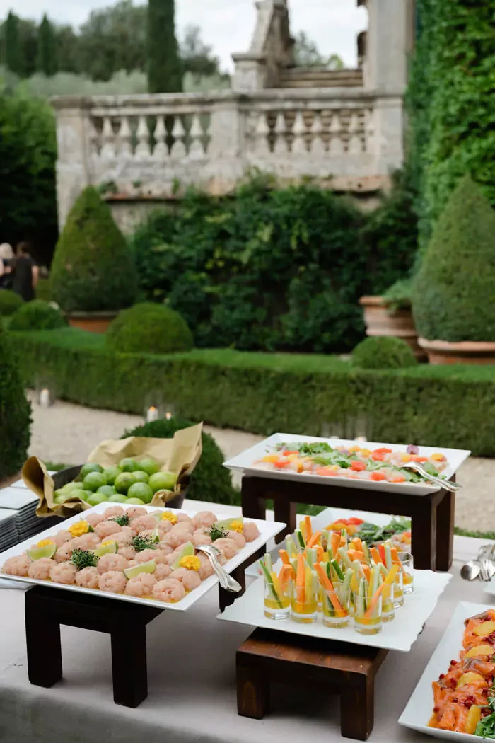 Italian buffet for wedding in Villa Cetinale