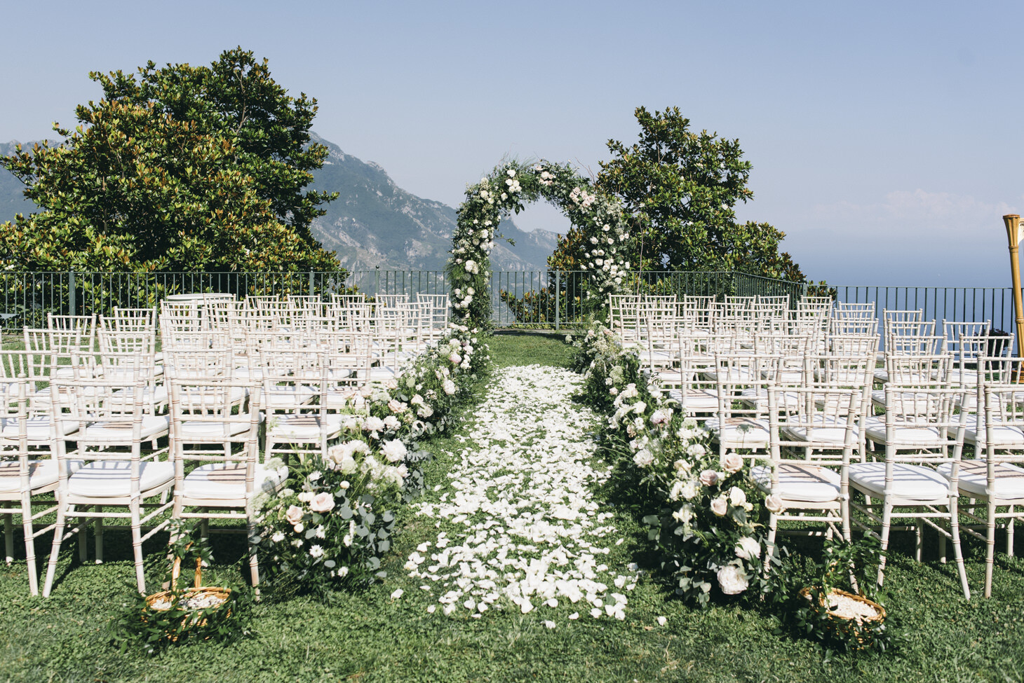 Civil ceremony on a terrace with sea view