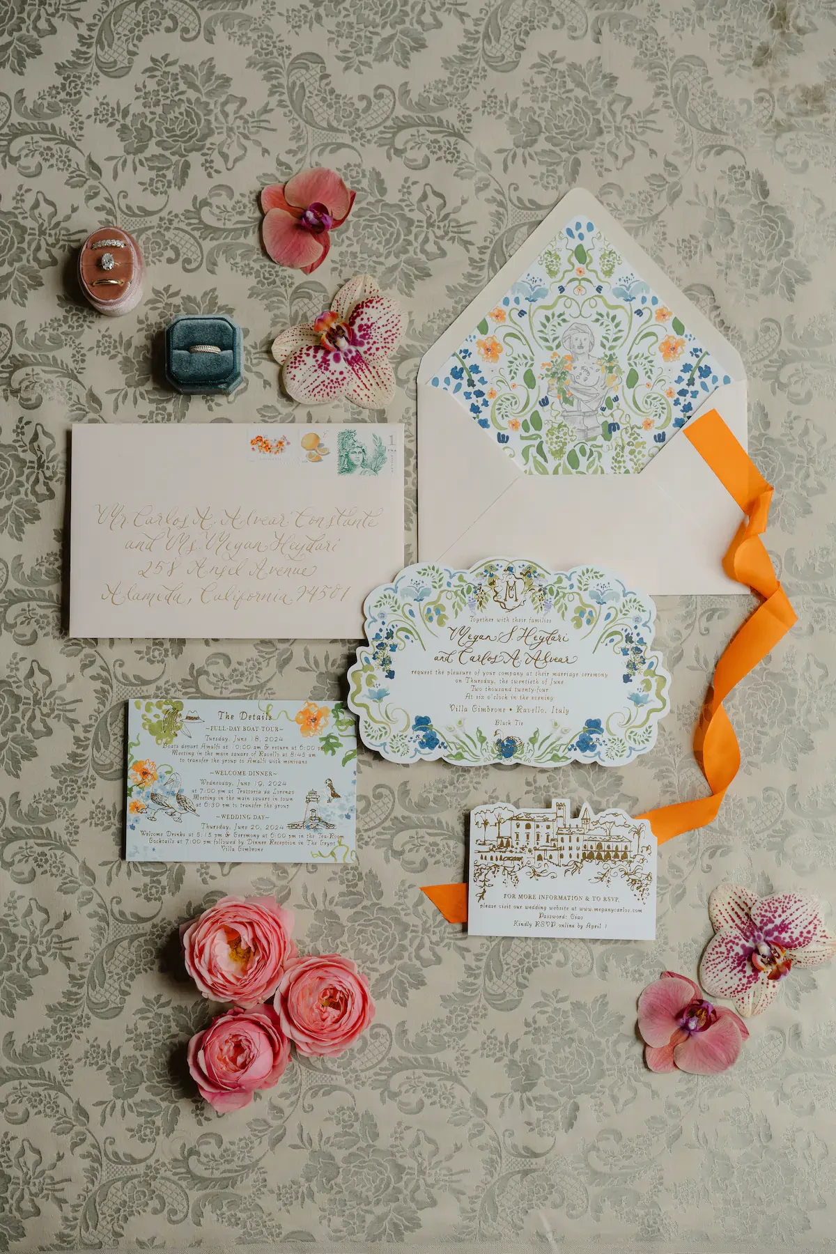 Villa Cimbrone Ravello wedding stationery