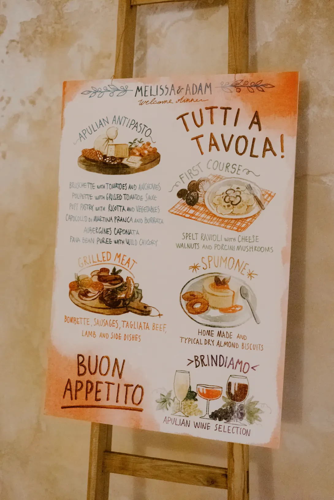 Watercolor dinner menu 
