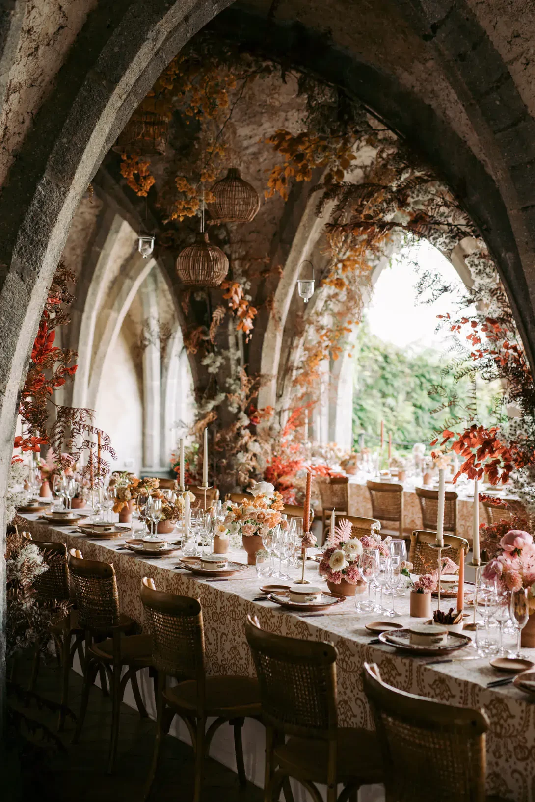 Long table wedding reception at Villa Cimbrone