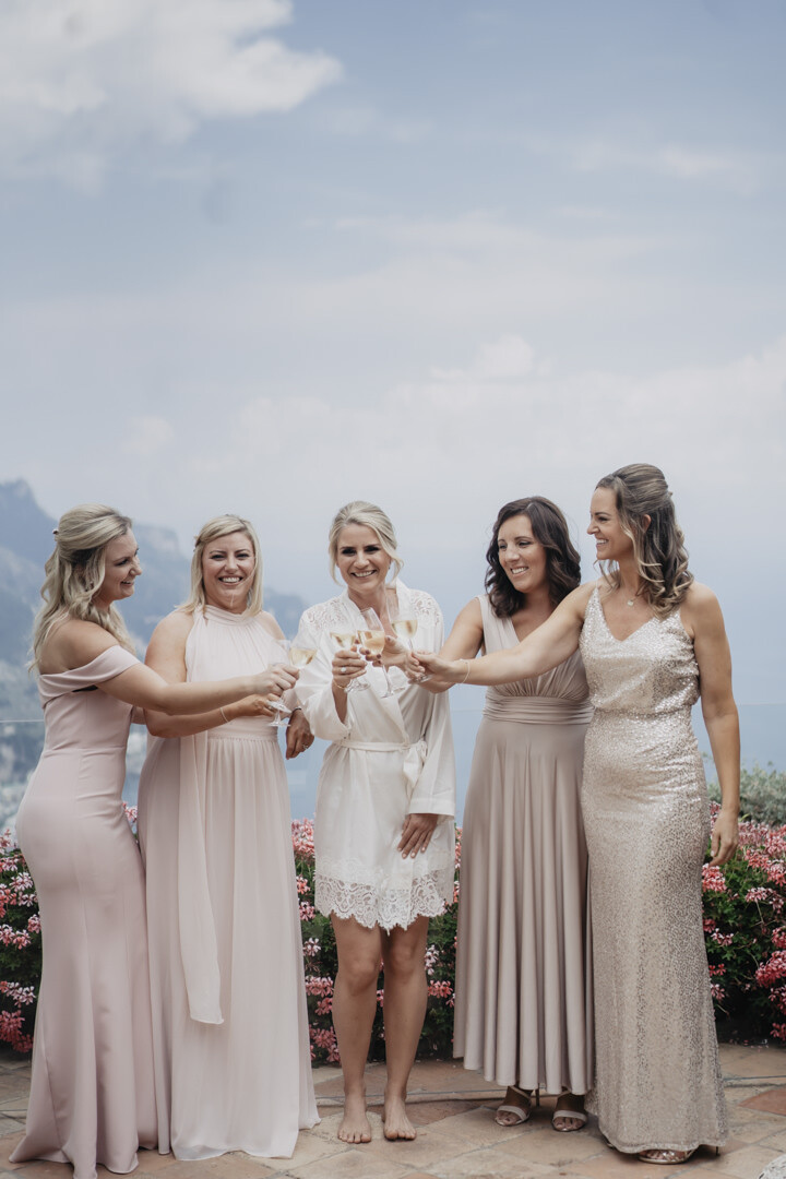 Bride and bridesmaids before the ceremony