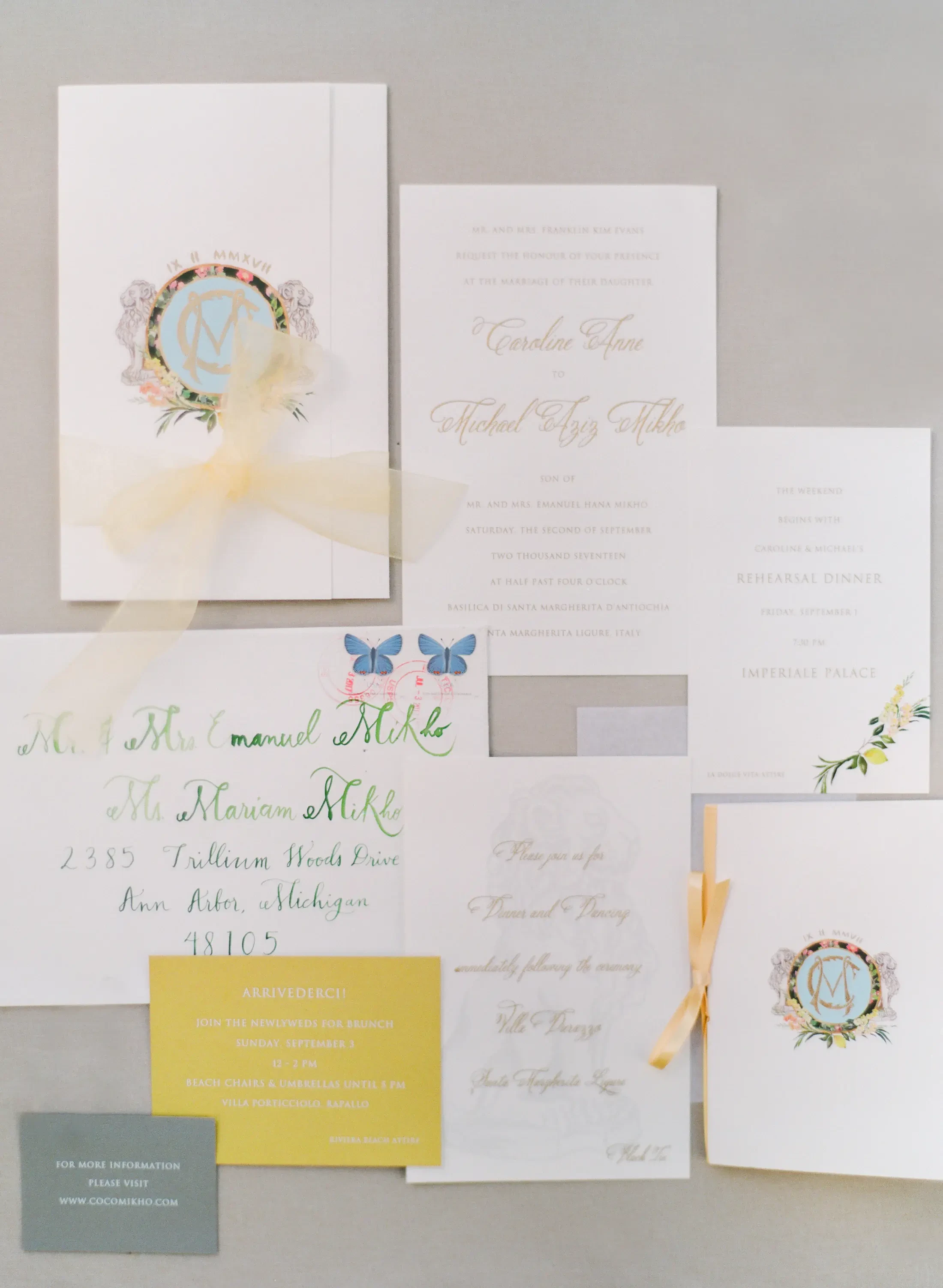 Stationery and invites for wedding in Italy