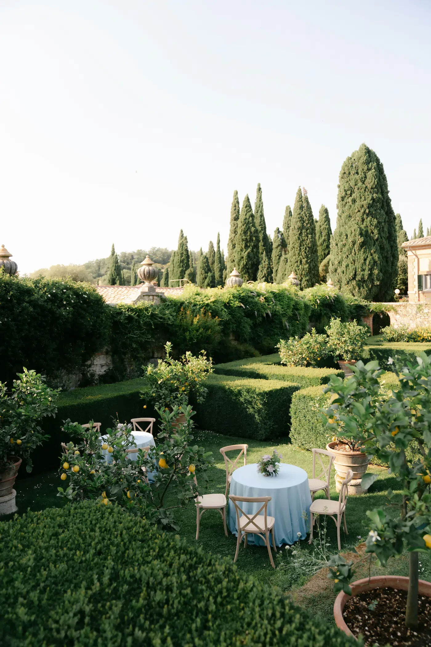 La Foce Tuscany Wedding Cocktail Hour Lemon Garden