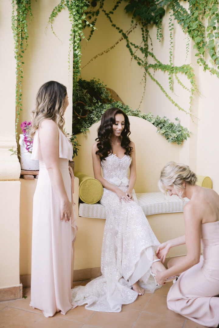 Bride getting ready for the ceremony