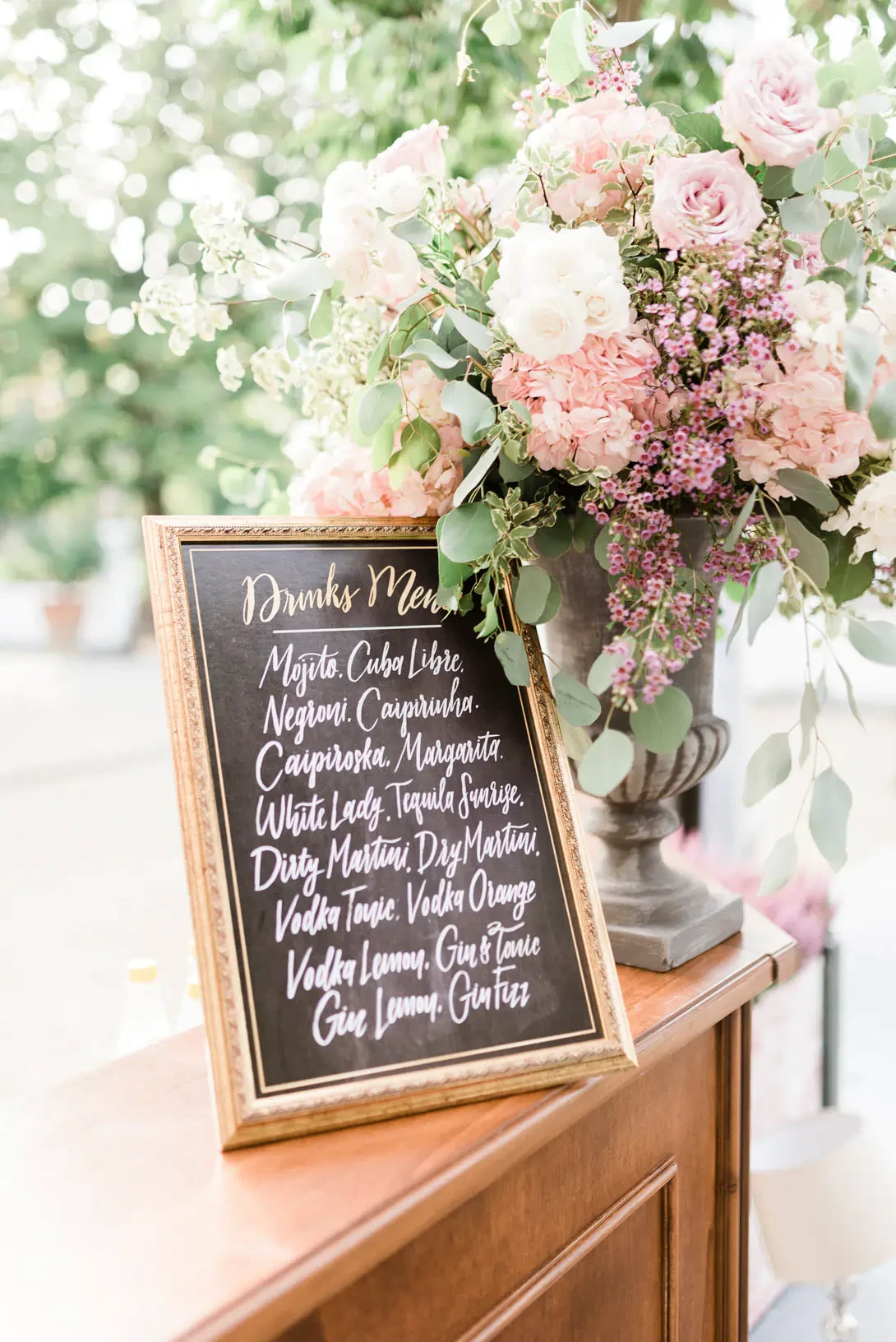 Hand-painted drinks menu