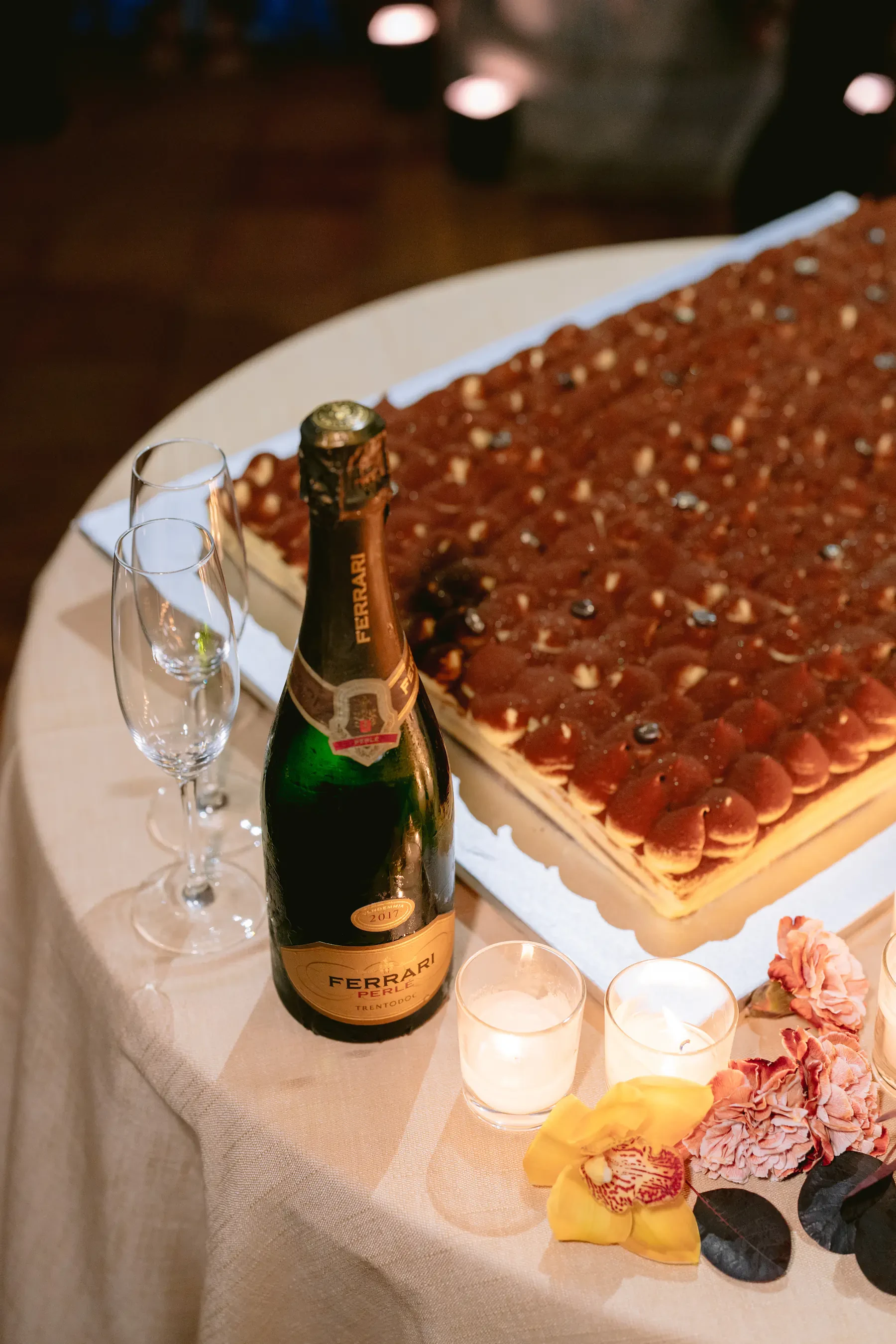 Tiramisu Wedding Cake and Sparkling Wine
