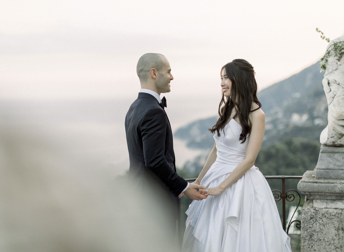 Bride and groom on the Terrace of Infinity