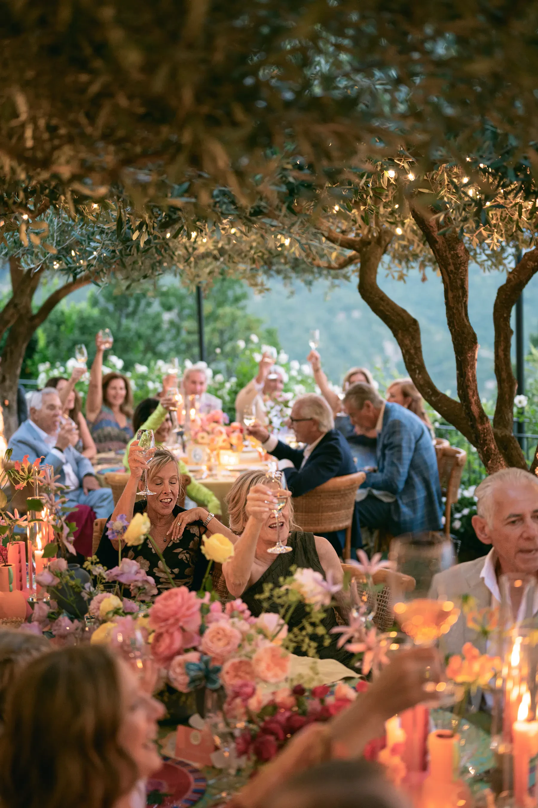Wedding reception under the olive threes