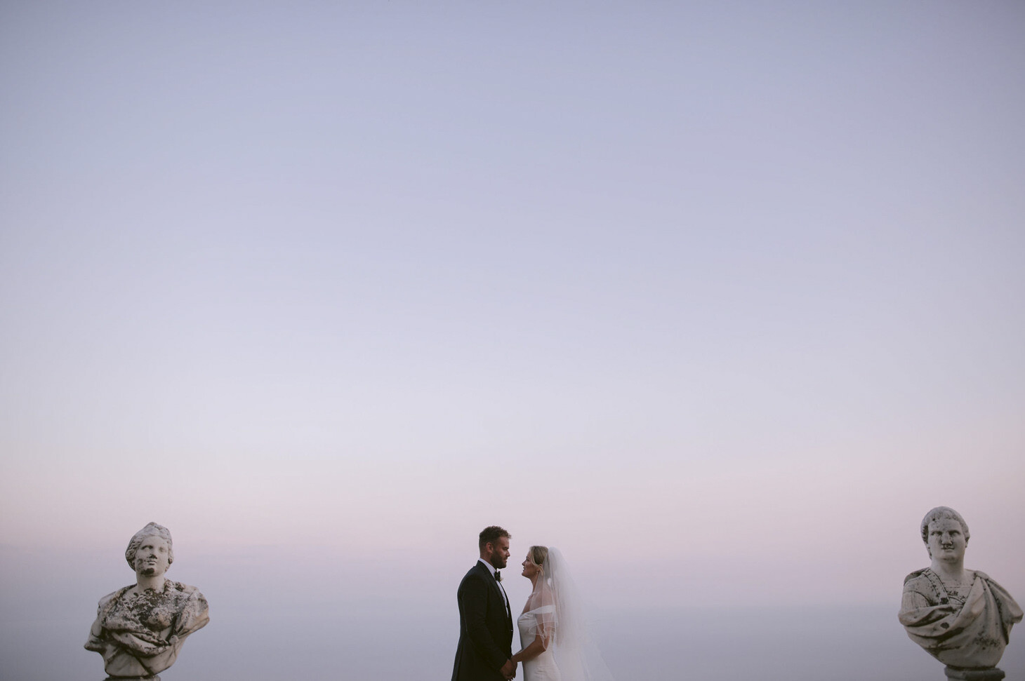 Bride and groom on the Terrace of Infinity