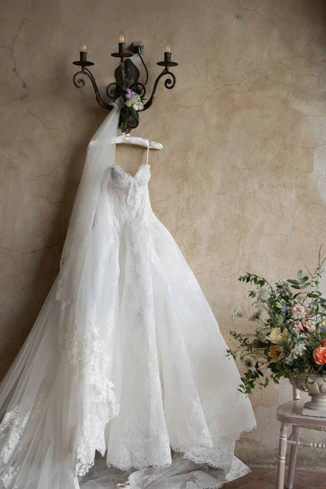 Bride's dress before the wedding in ravello