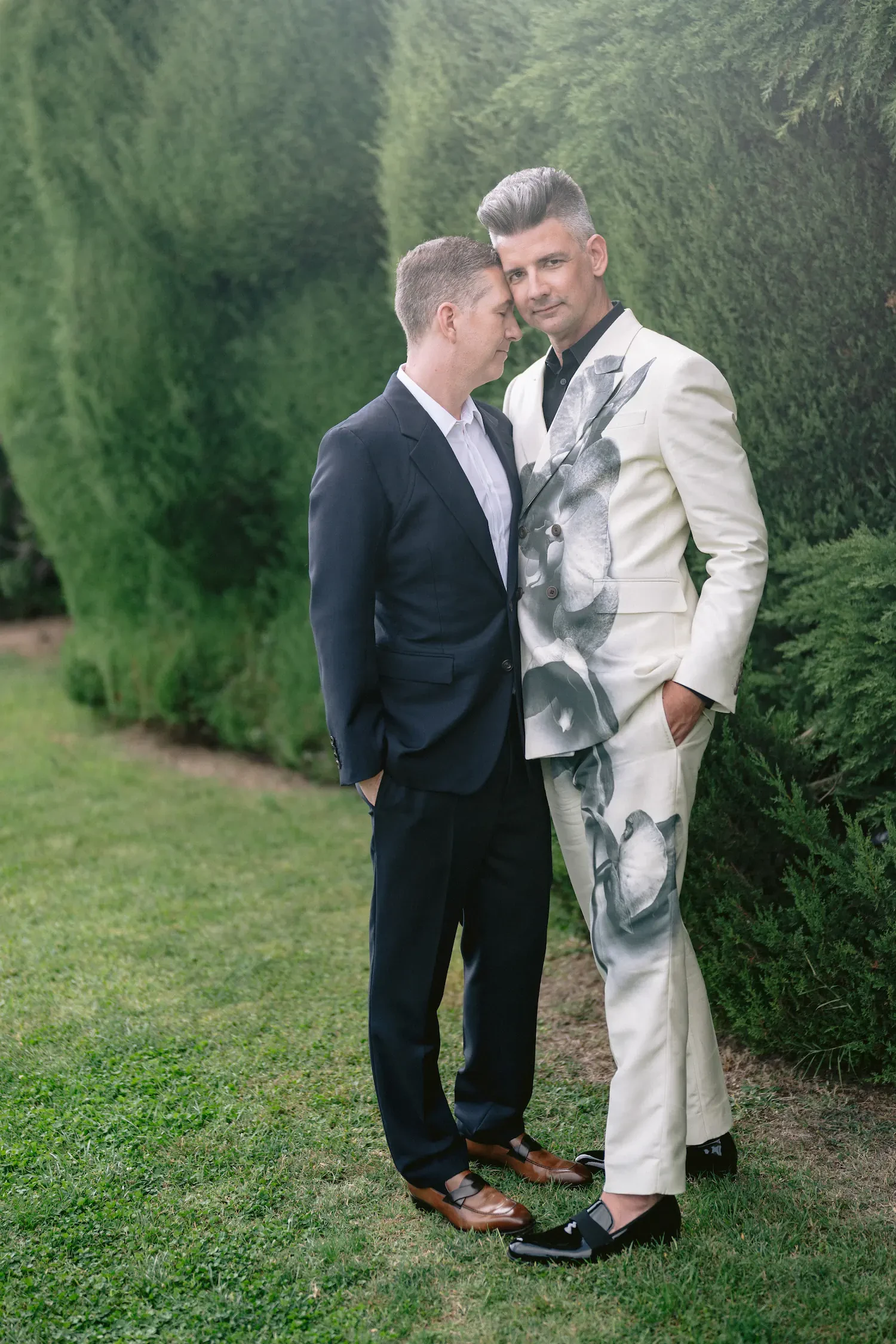 Romantic Grooms Portrait Garden Hedge Villa Cimbrone